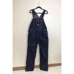 Red Kap Bib Overalls Blue Carpenter Button Fly Dark Wash Denim Work Men's 38x32